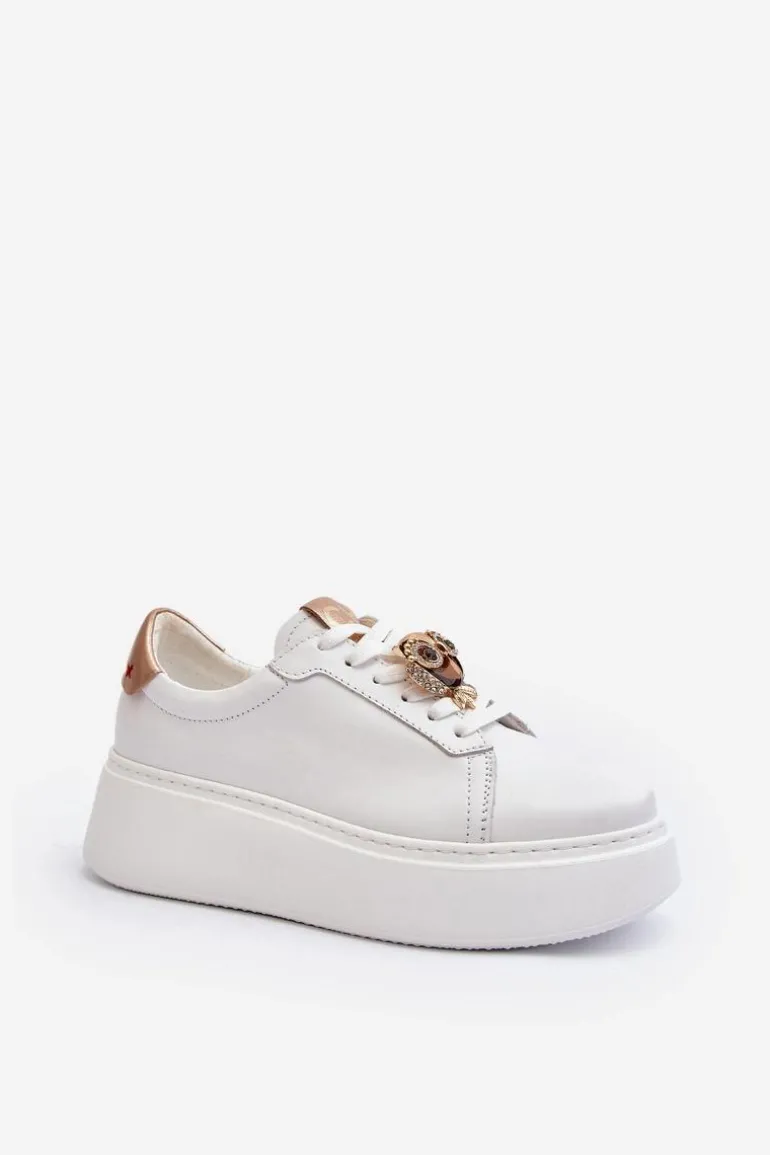 Damskie Skórzane Sneakersy CheBello 4411 Białe
