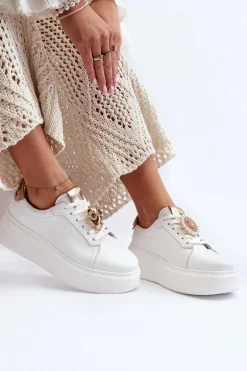 Damskie Skórzane Sneakersy CheBello 4411 Białe