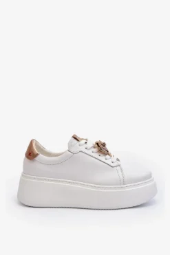 Damskie Skórzane Sneakersy CheBello 4411 Białe