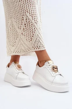 Damskie Skórzane Sneakersy CheBello 4411 Białe