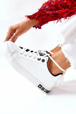 Damskie Skórzane Tenisówki BIG STAR II274031 Biało-Czarne