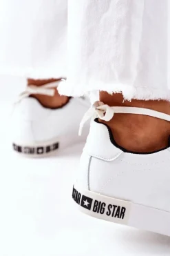 Damskie Skórzane Tenisówki BIG STAR II274031 Biało-Czarne