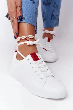 Damskie Skórzane Tenisówki Z Tasiemką BIG STAR DD274685 Białe