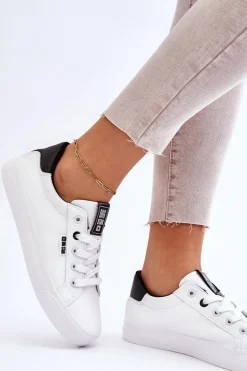 Damskie Skórzane Tenisówki Big Star EE274312 Biało-Czarne