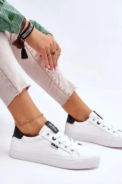 Damskie Skórzane Tenisówki Big Star EE274312 Biało-Czarne