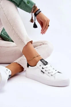 Damskie Skórzane Tenisówki Big Star EE274312 Biało-Czarne