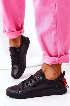 Damskie Skórzane Tenisówki BIG STAR GG274161 Czarne