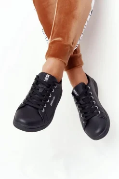 Damskie Skórzane Tenisówki BIG STAR DD274586 Czarno-Srebrne