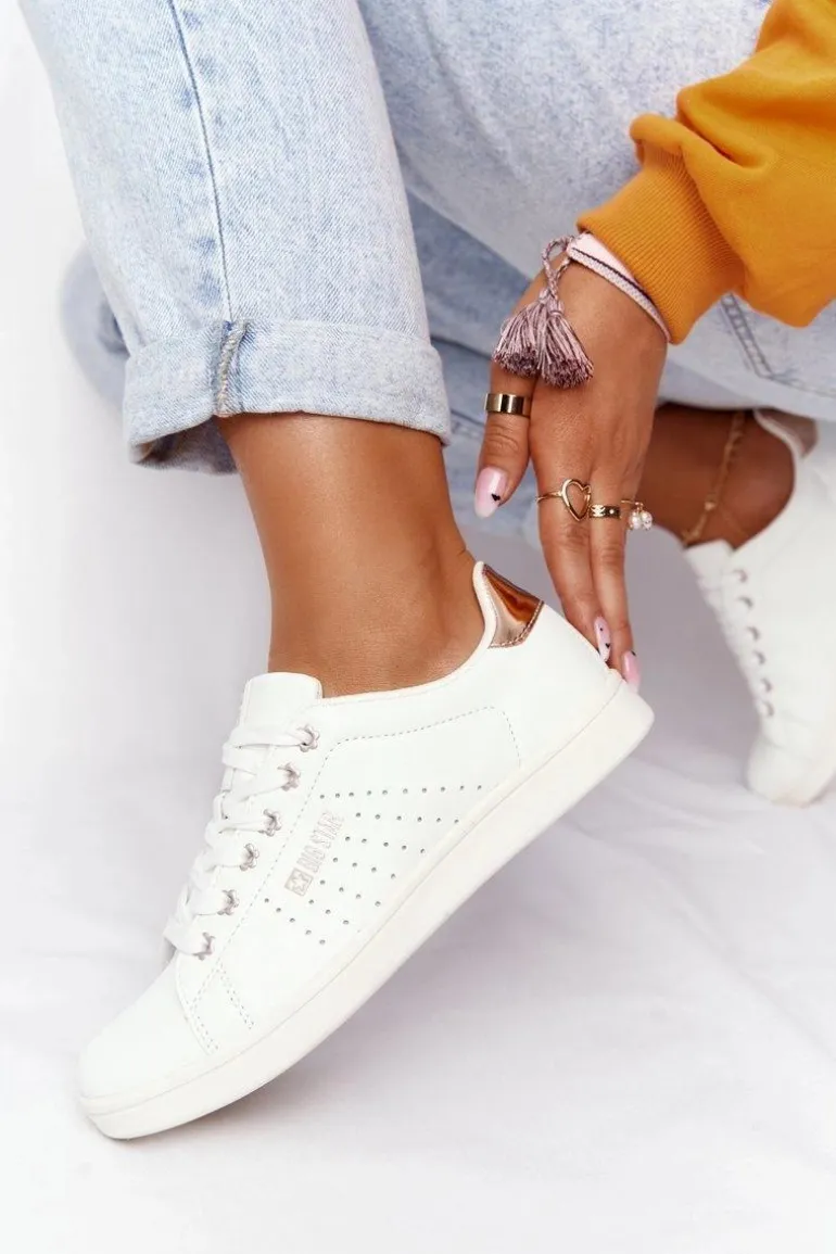 Damskie Skórzane Tenisówki BIG STAR DD274583 Biało-Miedziane