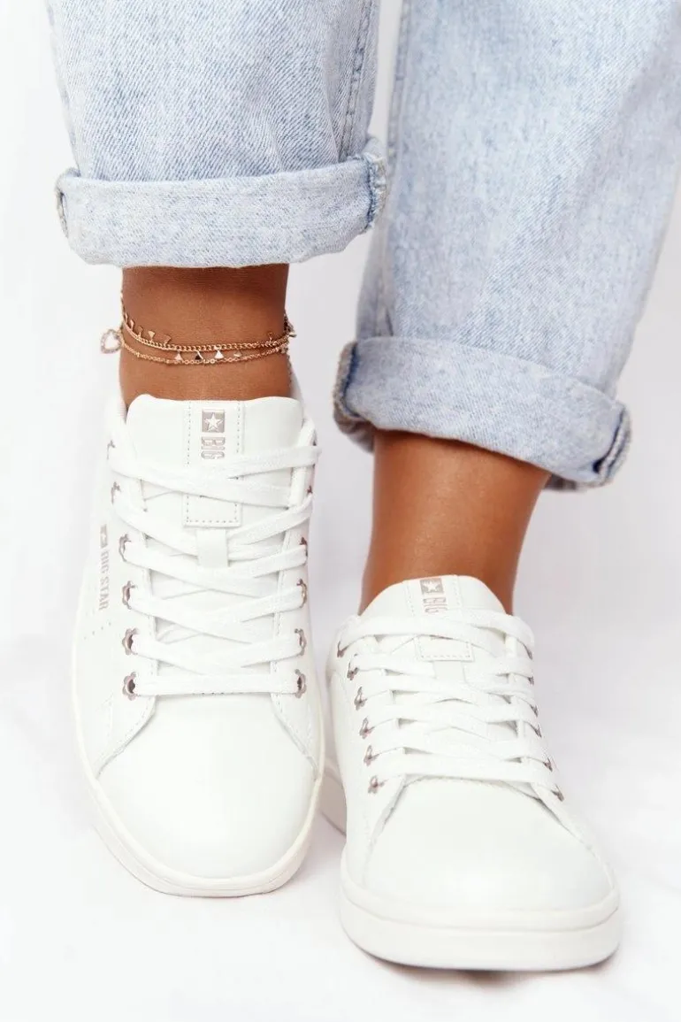 Damskie Skórzane Tenisówki BIG STAR DD274583 Biało-Miedziane