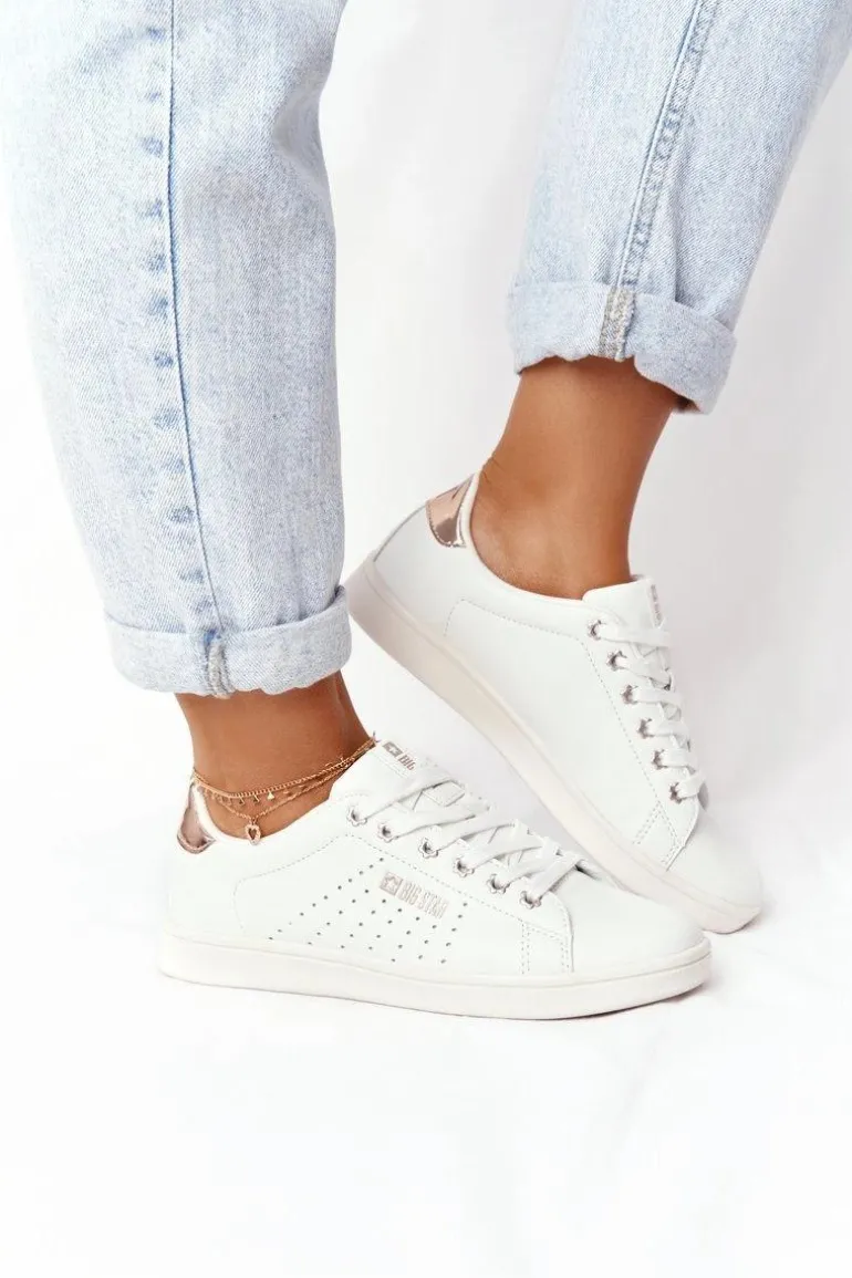 Damskie Skórzane Tenisówki BIG STAR DD274583 Biało-Miedziane