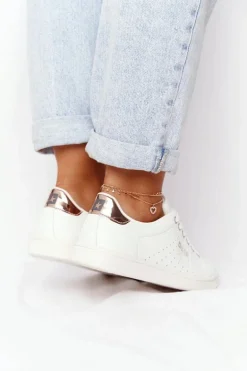 Damskie Skórzane Tenisówki BIG STAR DD274583 Biało-Miedziane