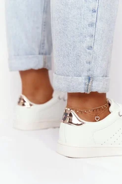 Damskie Skórzane Tenisówki BIG STAR DD274583 Biało-Miedziane