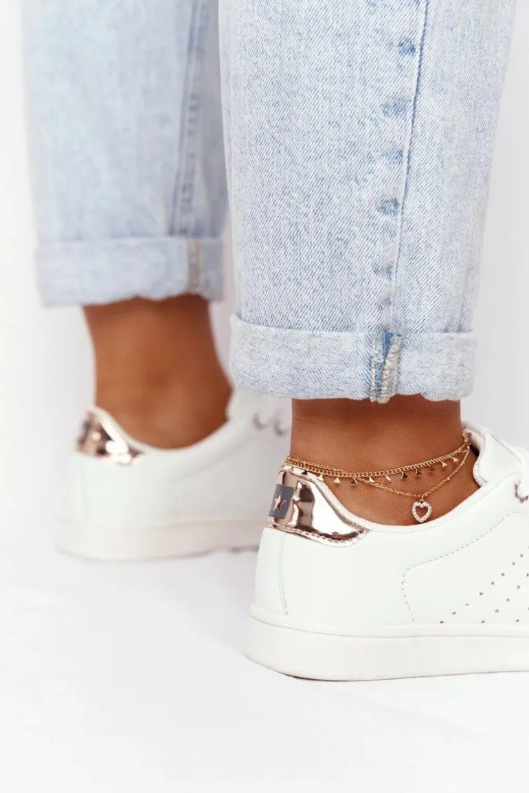 Damskie Skórzane Tenisówki BIG STAR DD274583 Biało-Miedziane