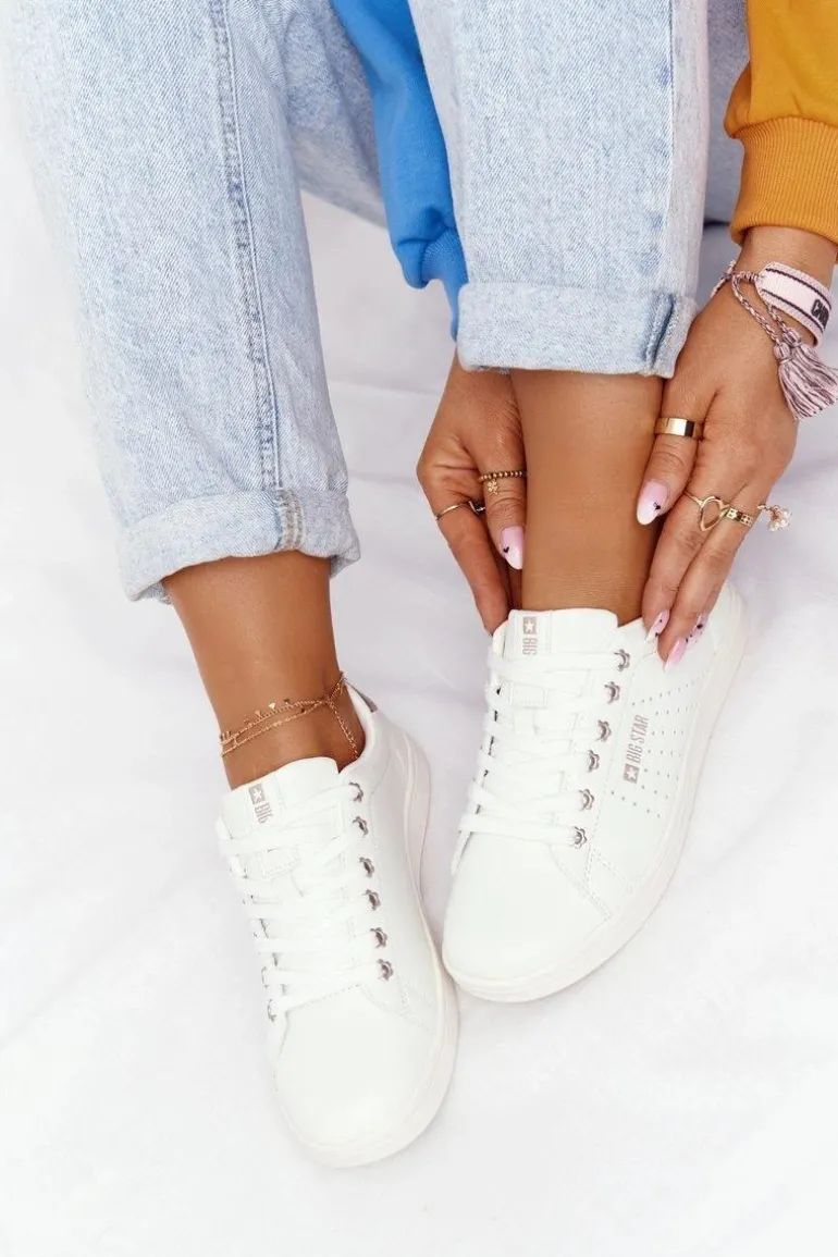 Damskie Skórzane Tenisówki BIG STAR DD274583 Biało-Miedziane