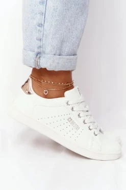 Damskie Skórzane Tenisówki BIG STAR DD274583 Biało-Miedziane