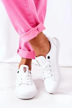 Damskie Skórzane Tenisówki BIG STAR GG274160 Białe