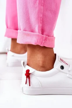 Damskie Skórzane Tenisówki BIG STAR GG274160 Białe