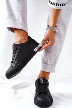 Damskie Skórzane Tenisówki BIG STAR II274030 Czarne