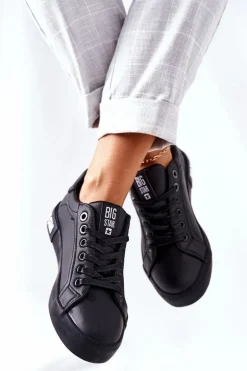 Damskie Skórzane Tenisówki BIG STAR II274030 Czarne