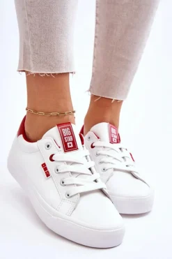 Damskie Skórzane Tenisówki Big Star EE274311 Biało-Czerwone