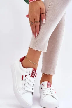 Damskie Skórzane Tenisówki Big Star EE274311 Biało-Czerwone