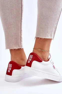Damskie Skórzane Tenisówki Big Star EE274311 Biało-Czerwone