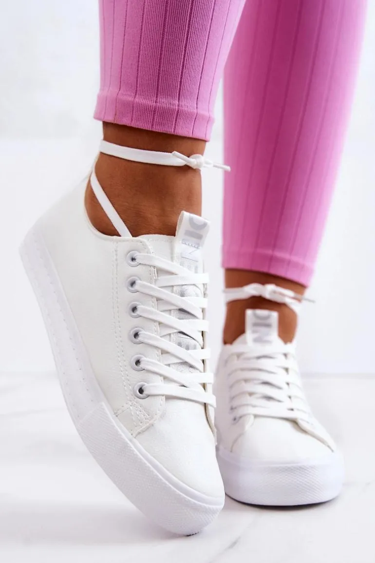 Damskie Skórzane Tenisówki Białe Mikayla