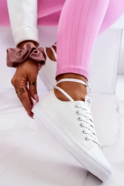 Damskie Skórzane Tenisówki Białe Mikayla