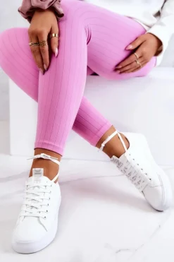 Damskie Skórzane Tenisówki Białe Mikayla