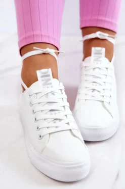 Damskie Skórzane Tenisówki Białe Mikayla