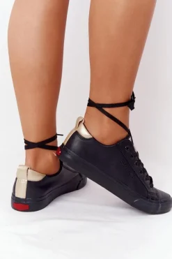 Damskie Skórzane Tenisówki CROSS JEANS HH2R4003C Czarne