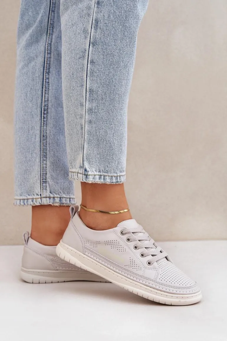 Damskie Skórzane Tenisówki Szare Cloesa