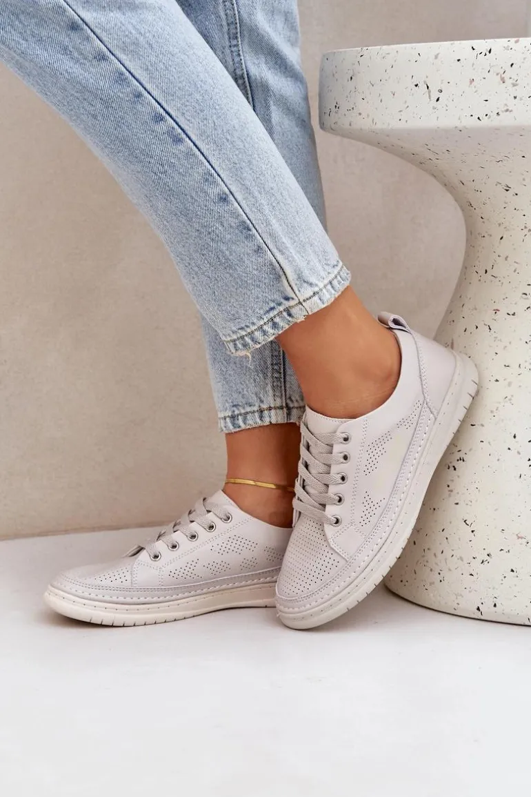 Damskie Skórzane Tenisówki Szare Cloesa