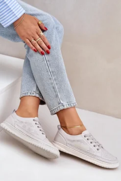 Damskie Skórzane Tenisówki Szare Cloesa