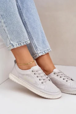 Damskie Skórzane Tenisówki Szare Cloesa