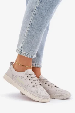 Damskie Skórzane Tenisówki Szare Cloesa