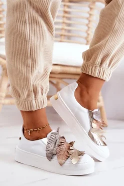 Damskie Skórzane Tenisówki Slip-On Maciejka 05488-11 Białe