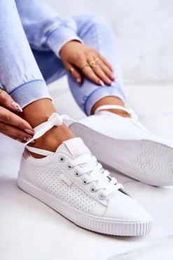 Damskie Skórzane Tenisówki BIG STAR HH274073 Biało-Różowe