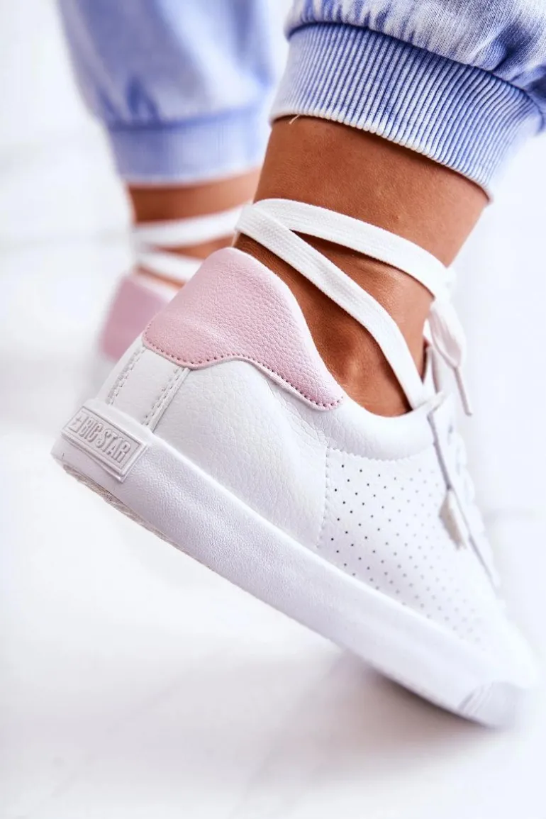 Damskie Skórzane Tenisówki BIG STAR HH274073 Biało-Różowe