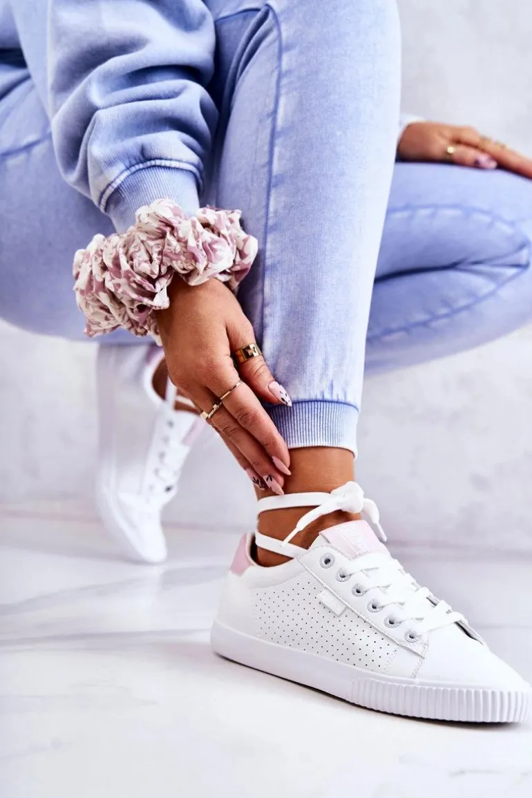 Damskie Skórzane Tenisówki BIG STAR HH274073 Biało-Różowe