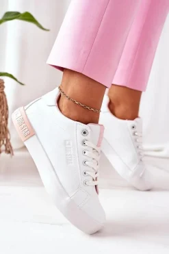 Damskie Skórzane Tenisówki BIG STAR II274033 Biało-Różowe