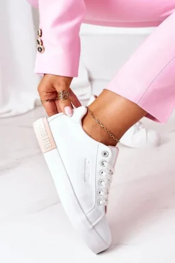 Damskie Skórzane Tenisówki BIG STAR II274033 Biało-Różowe