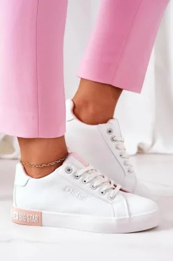 Damskie Skórzane Tenisówki BIG STAR II274033 Biało-Różowe