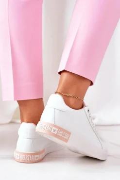 Damskie Skórzane Tenisówki BIG STAR II274033 Biało-Różowe