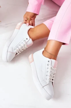 Damskie Skórzane Tenisówki BIG STAR II274033 Biało-Różowe