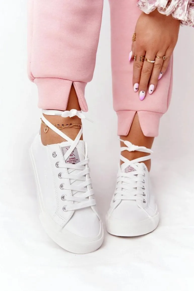 Damskie Skórzane Tenisówki CROSS JEANS HH2R4001C Białe