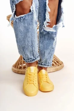 Damskie Skórzane Tenisówki BIG STAR HH274142 Żółte