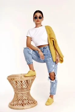 Damskie Skórzane Tenisówki BIG STAR HH274142 Żółte