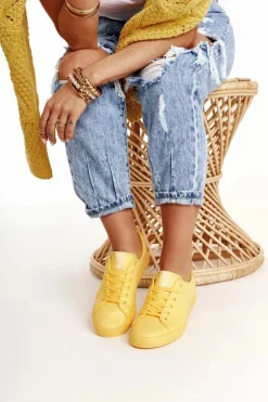 Damskie Skórzane Tenisówki BIG STAR HH274142 Żółte